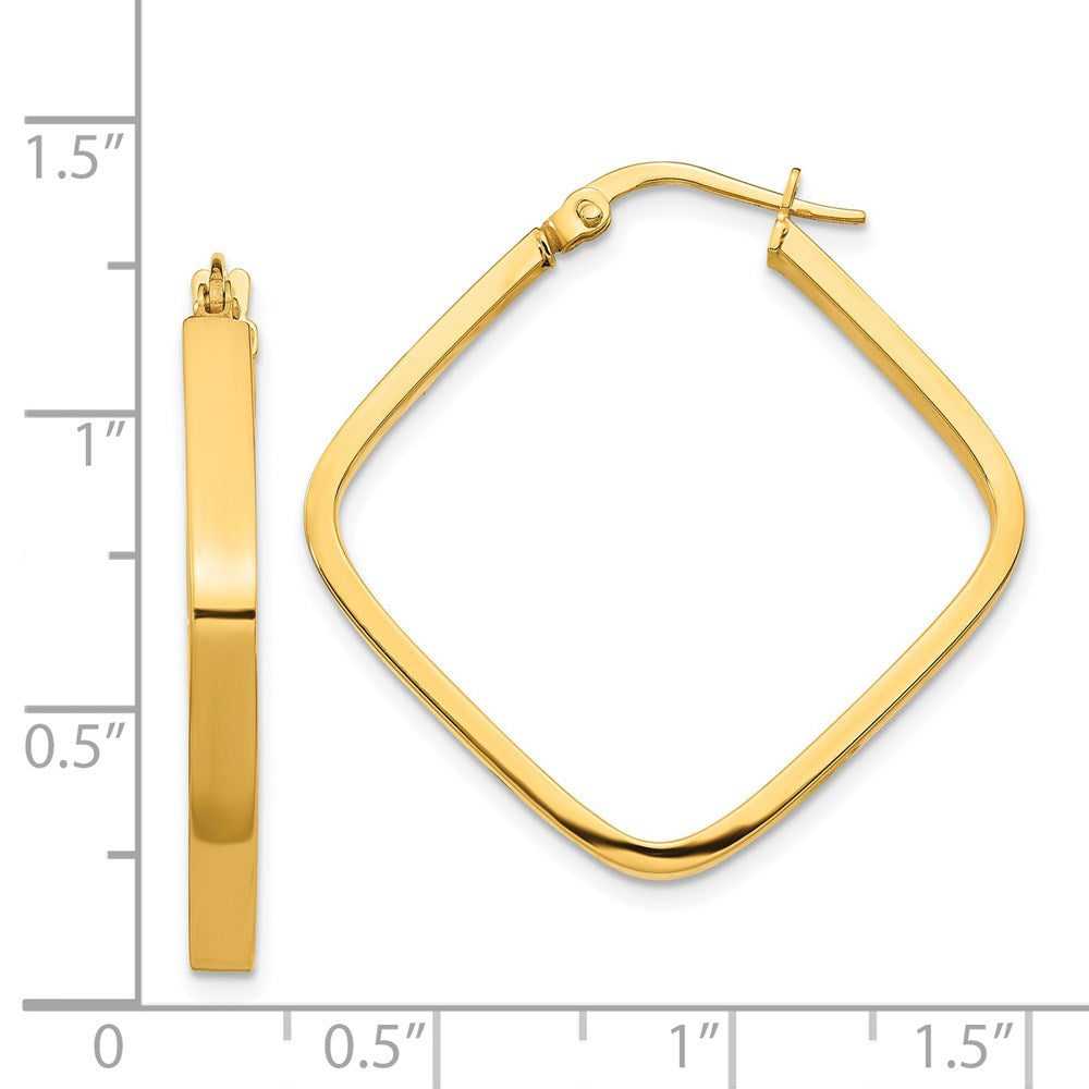 14K 2x30mm Square Tube Hoop Earrings