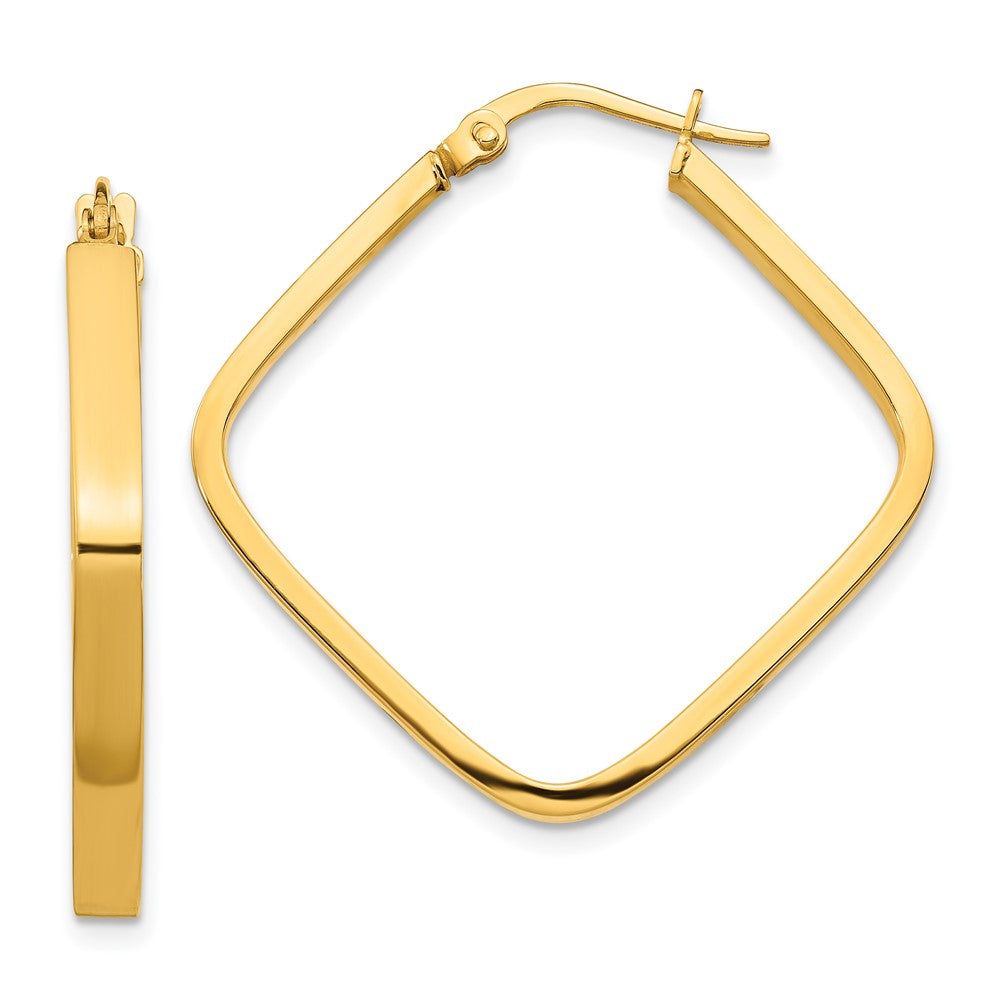 14K 2x30mm Square Tube Hoop Earrings