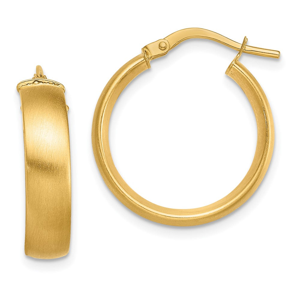 14K 5x19mm Satin Tube Hoop Earrings