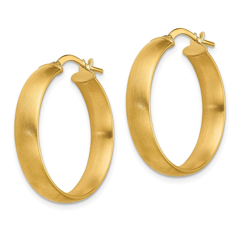 14K 5x24mm Satin Tube Hoop Earrings