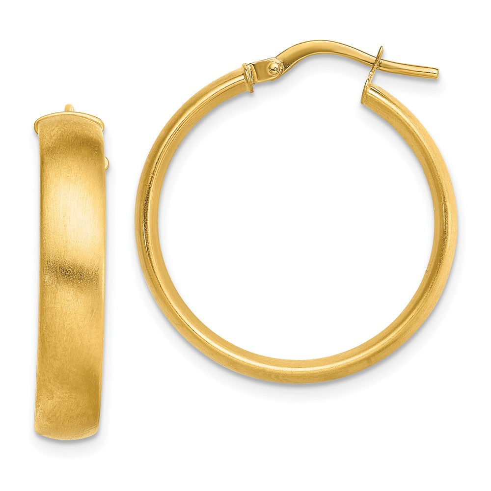 14K 5x24mm Satin Tube Hoop Earrings