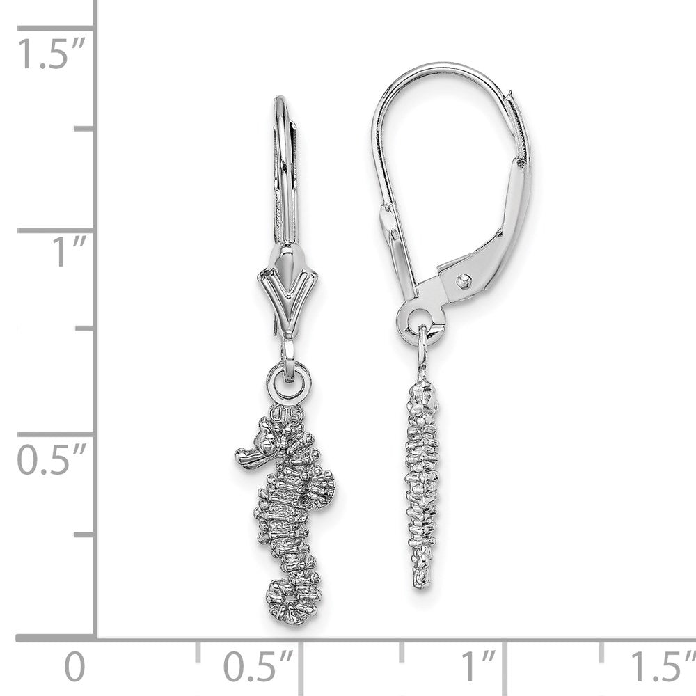 14K White Gold Snowflake Leverback Earrings