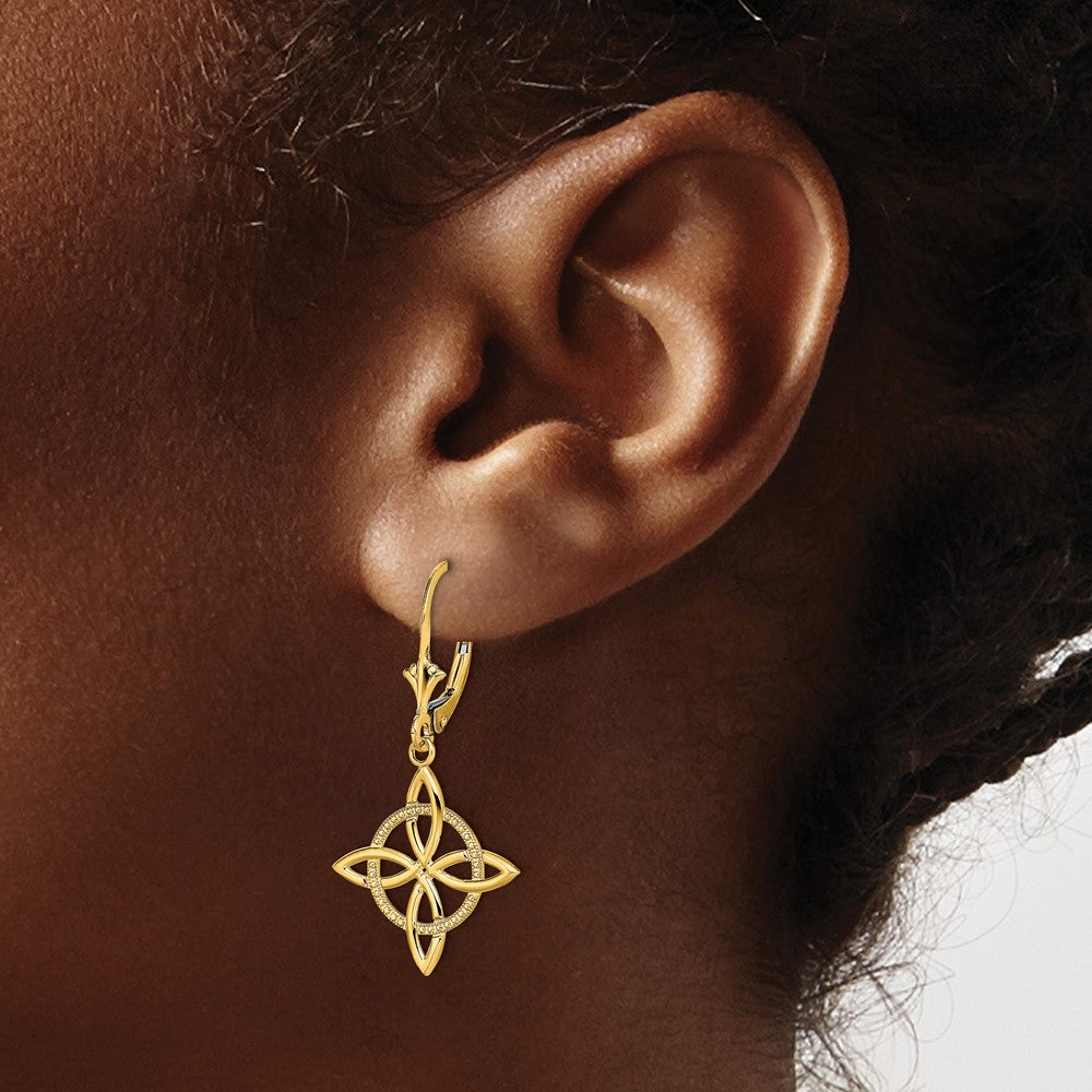14K Small Celtic Eternity Knot Leverback Earrings