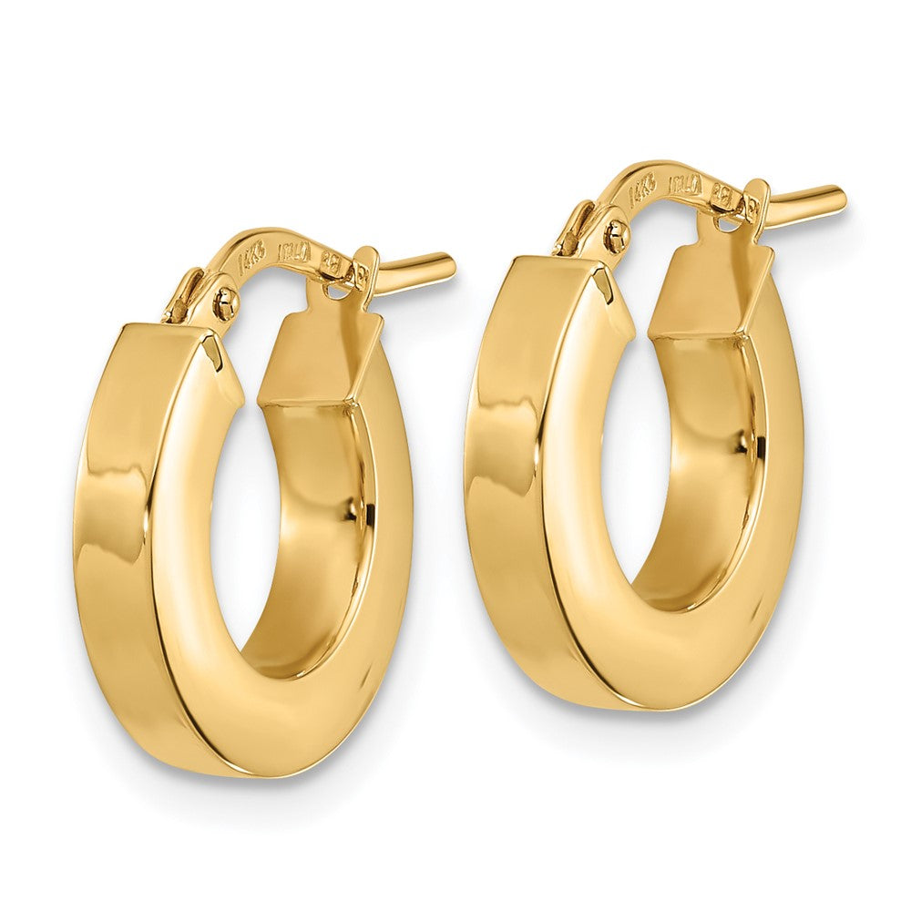 14k Polished 3x14mm Square Tube Hoop Earrings
