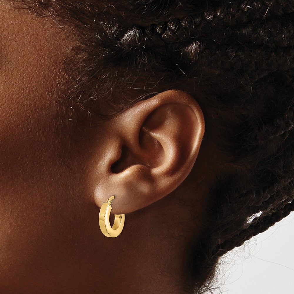 14k Polished 3x14mm Square Tube Hoop Earrings