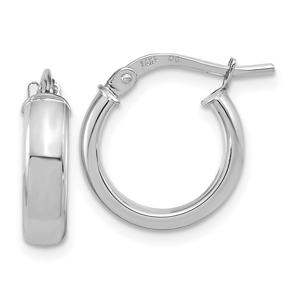 14k White Gold 3x14mm Polished Tube Hoop Earrings