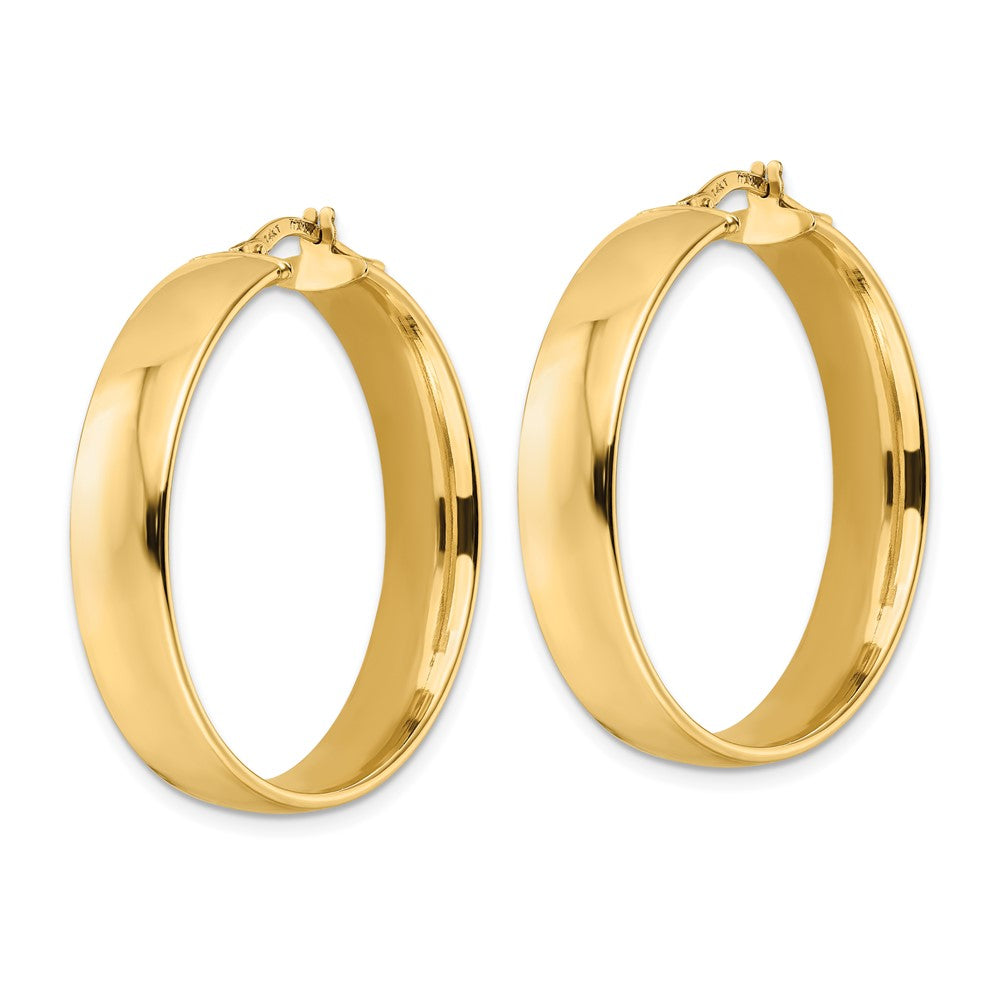 14K 7x33mm Polished Tube Hoop Earrings