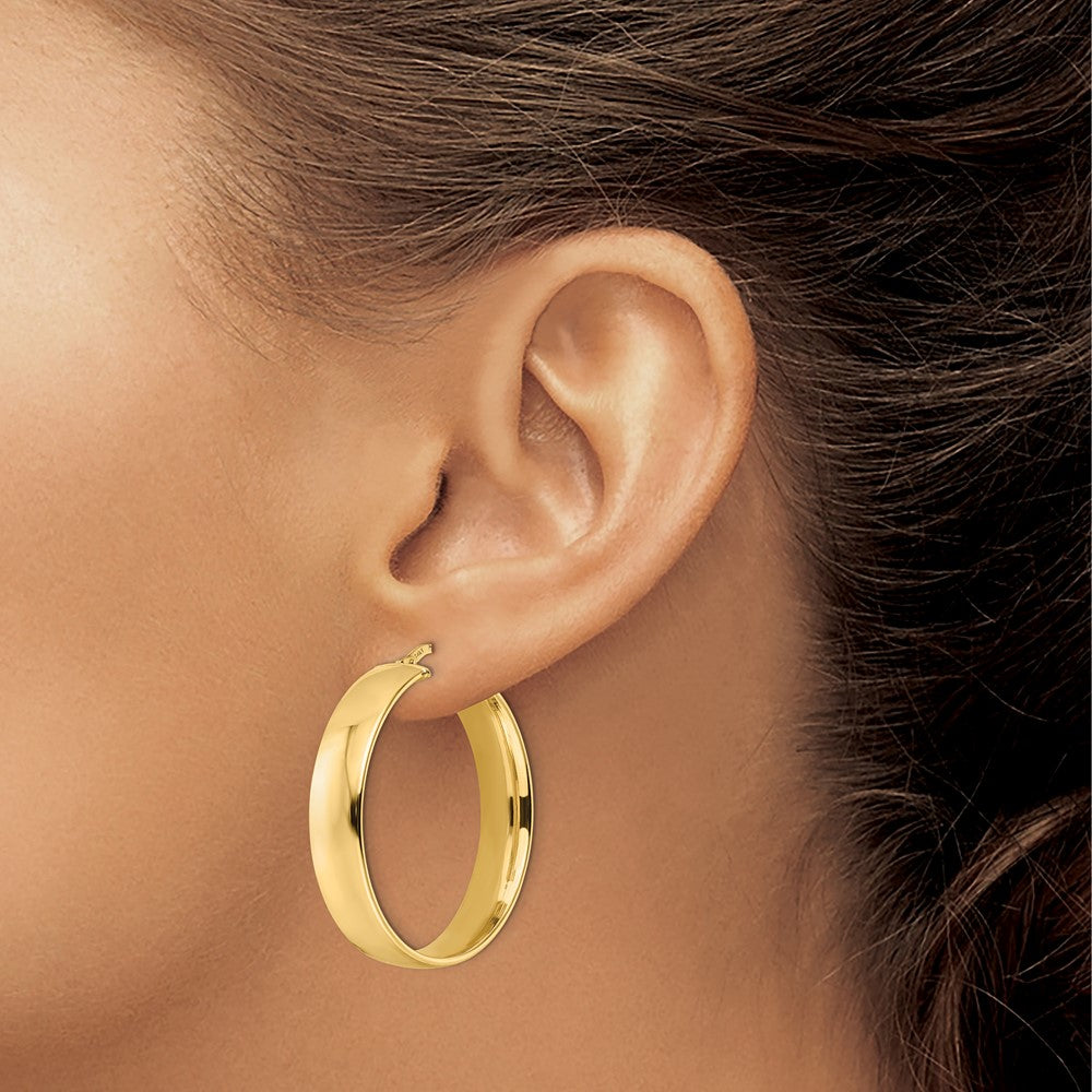 14K 7x33mm Polished Tube Hoop Earrings