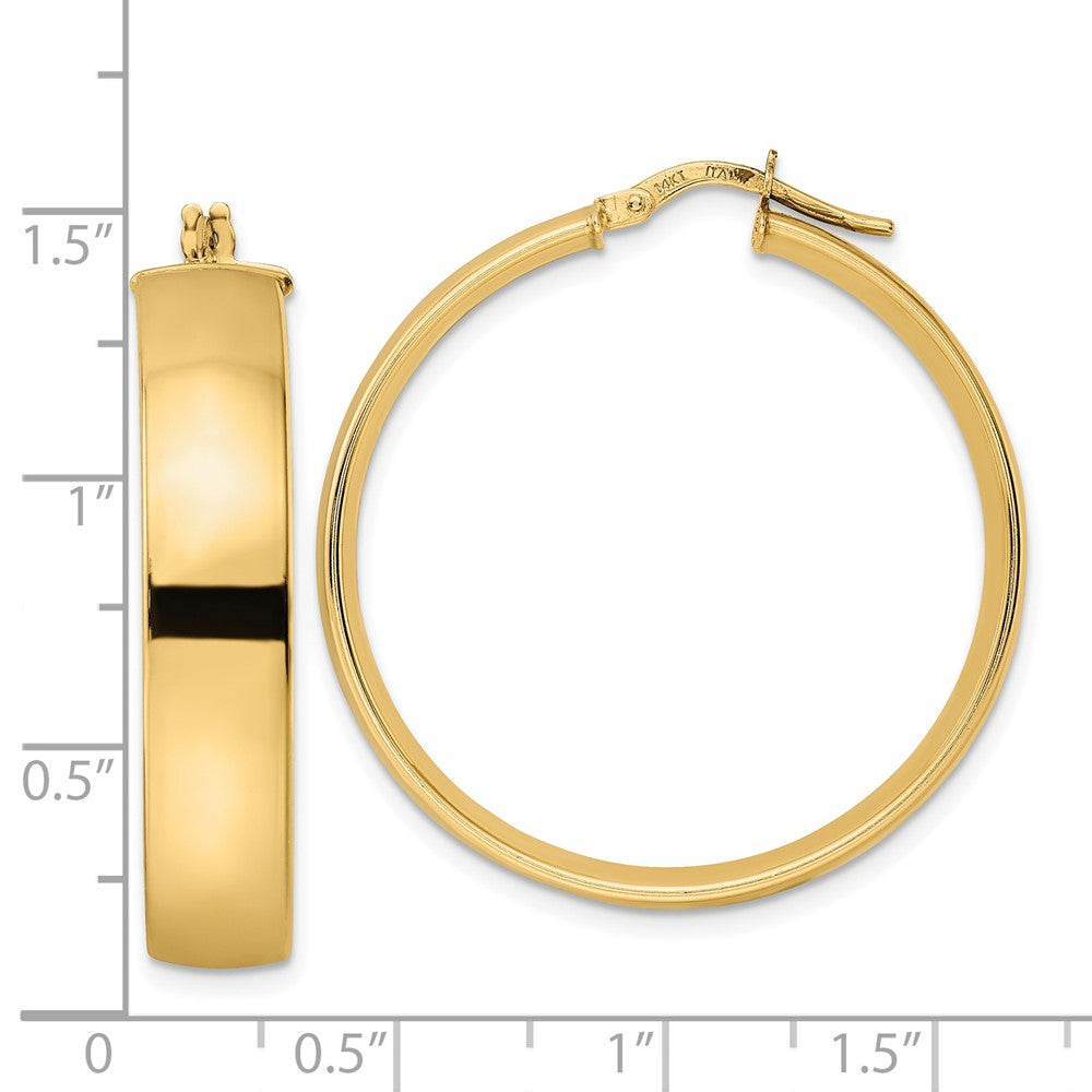 14K 7x33mm Polished Tube Hoop Earrings