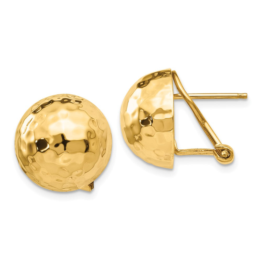 Polished;3-D;14k Yellow gold;Flat back;Hollow;Hammered