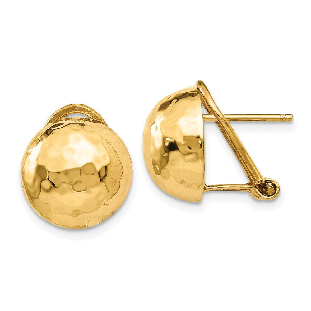 Polished;3-D;14k Yellow gold;Flat back;Hollow;Hammered