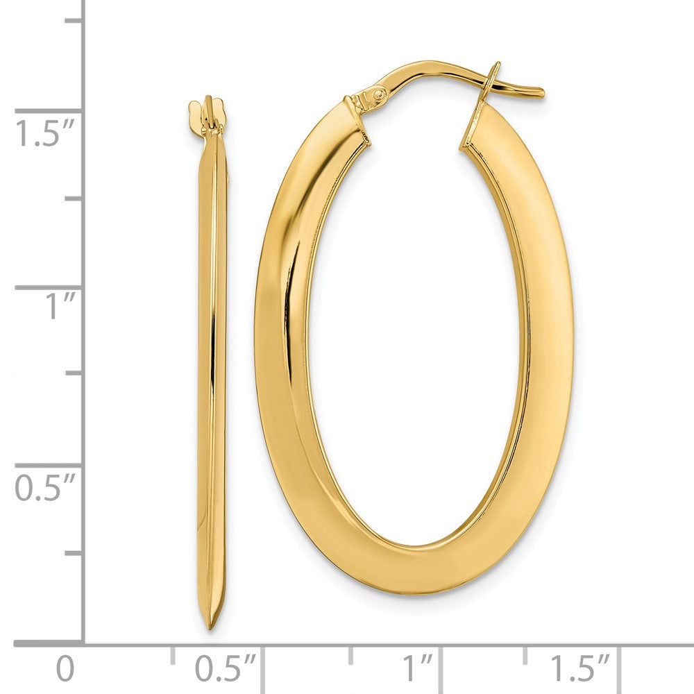 14K 2.1x38mm Polished Oval Knife-Edge Hoop Earrings