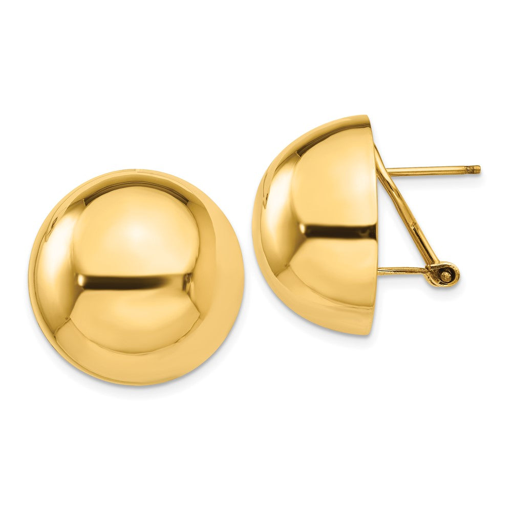 Polished;14k Yellow gold;Flat back;Hollow;Omega back