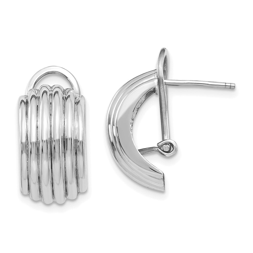 Polished;14K White gold;Open back;Omega back