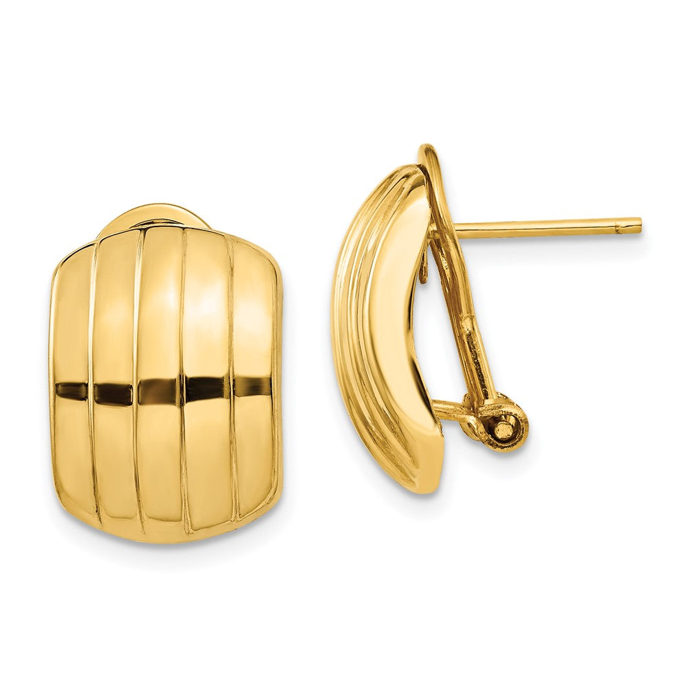 Polished;14k Yellow gold;Open back;Omega back