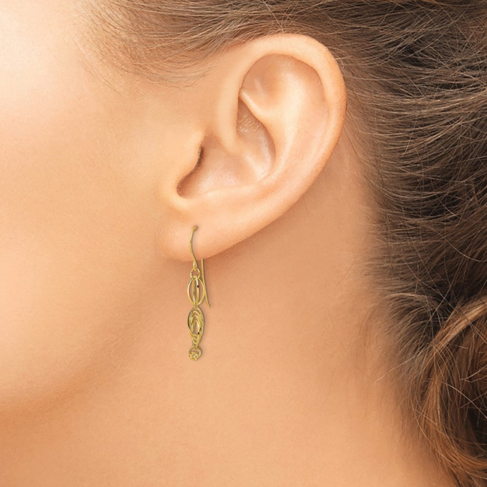 14K Oval Link Dangle Earrings