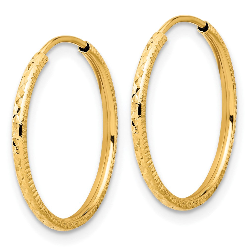 14k 1.5x20mm Diamond-cut Endless Tube Hoop Earrings