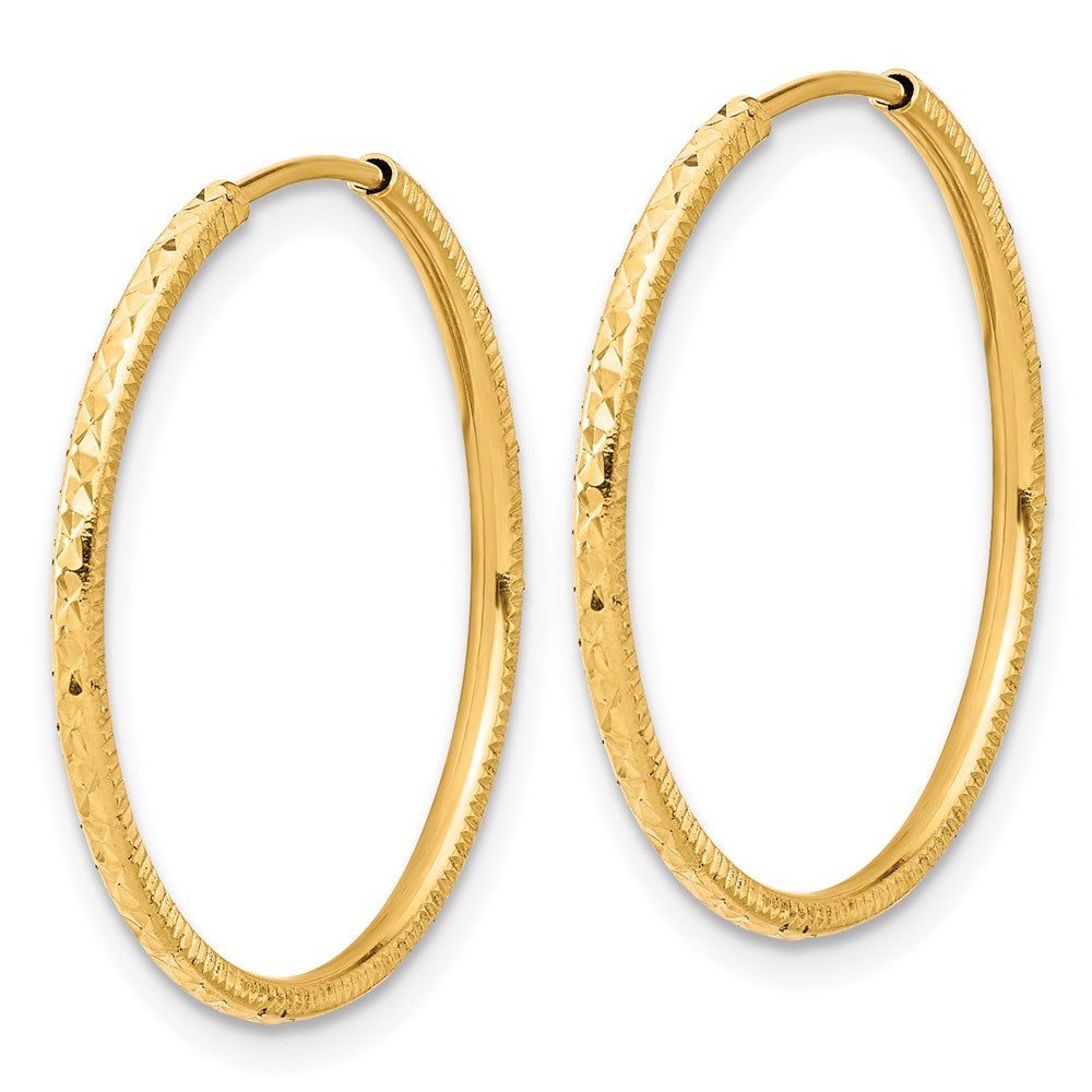14k 1.5x25mm Diamond-cut Endless Tube Hoop Earrings