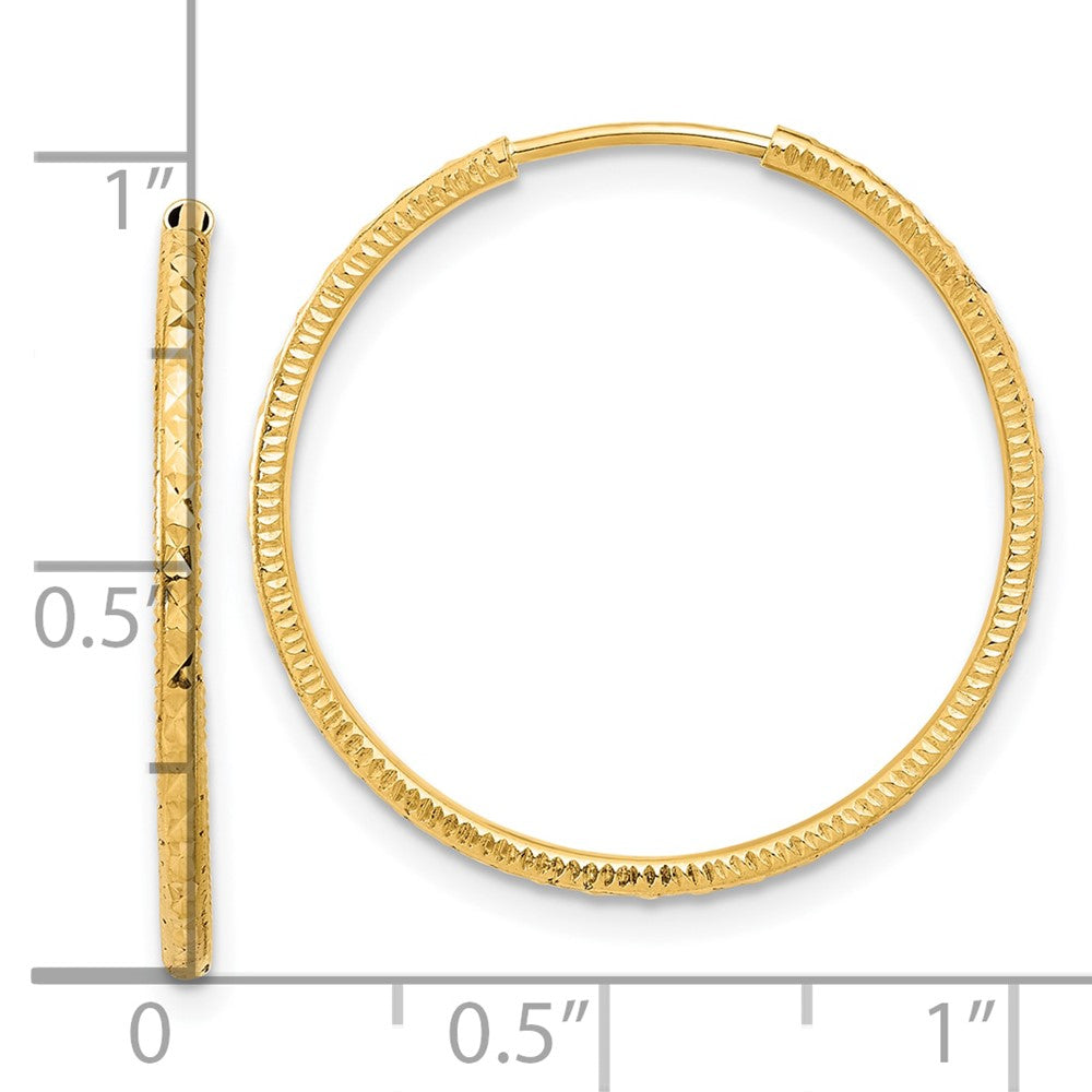 14k 1.5x25mm Diamond-cut Endless Tube Hoop Earrings