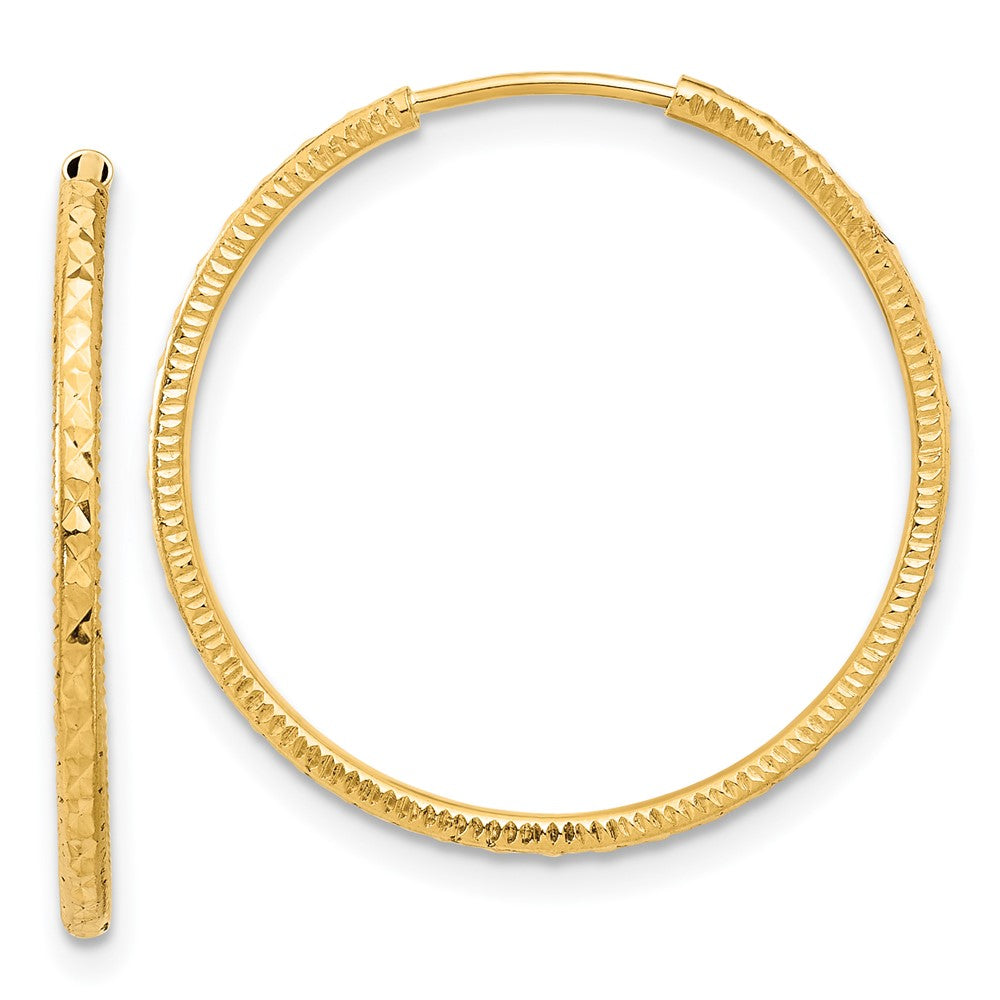 14k 1.5x25mm Diamond-cut Endless Tube Hoop Earrings