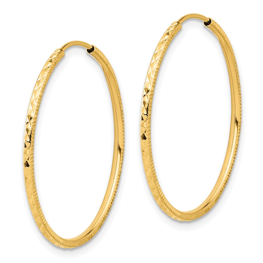 14k 1.5x30mm Diamond-cut Endless Tube Hoop Earrings