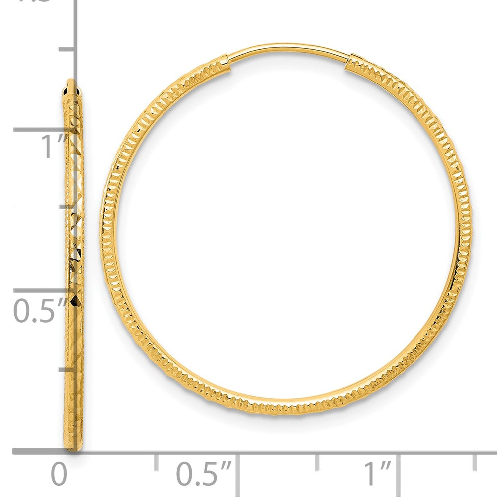 14k 1.5x30mm Diamond-cut Endless Tube Hoop Earrings