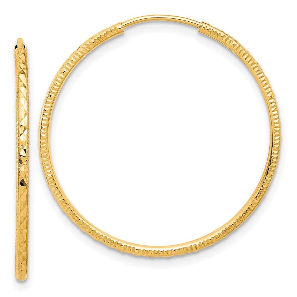 14k 1.5x30mm Diamond-cut Endless Tube Hoop Earrings