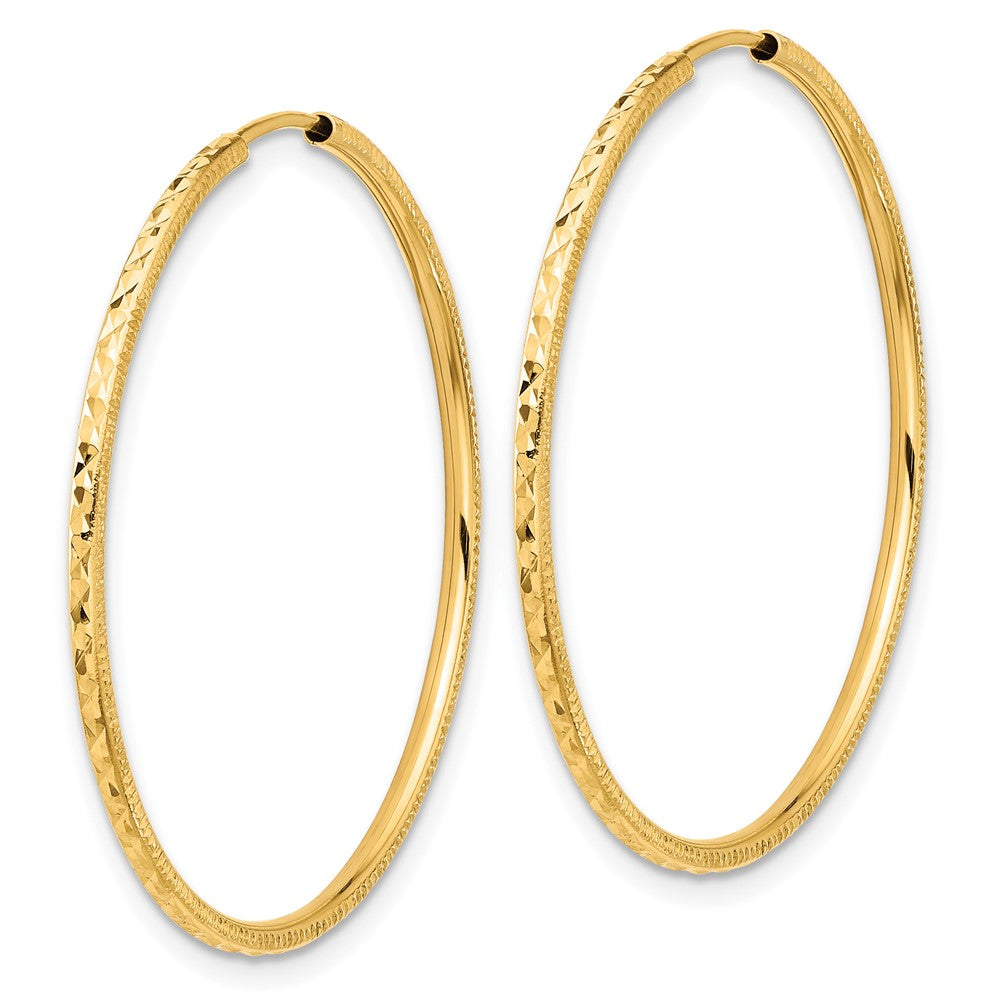 14k 1.5x35mm Diamond-cut Endless Tube Hoop Earrings