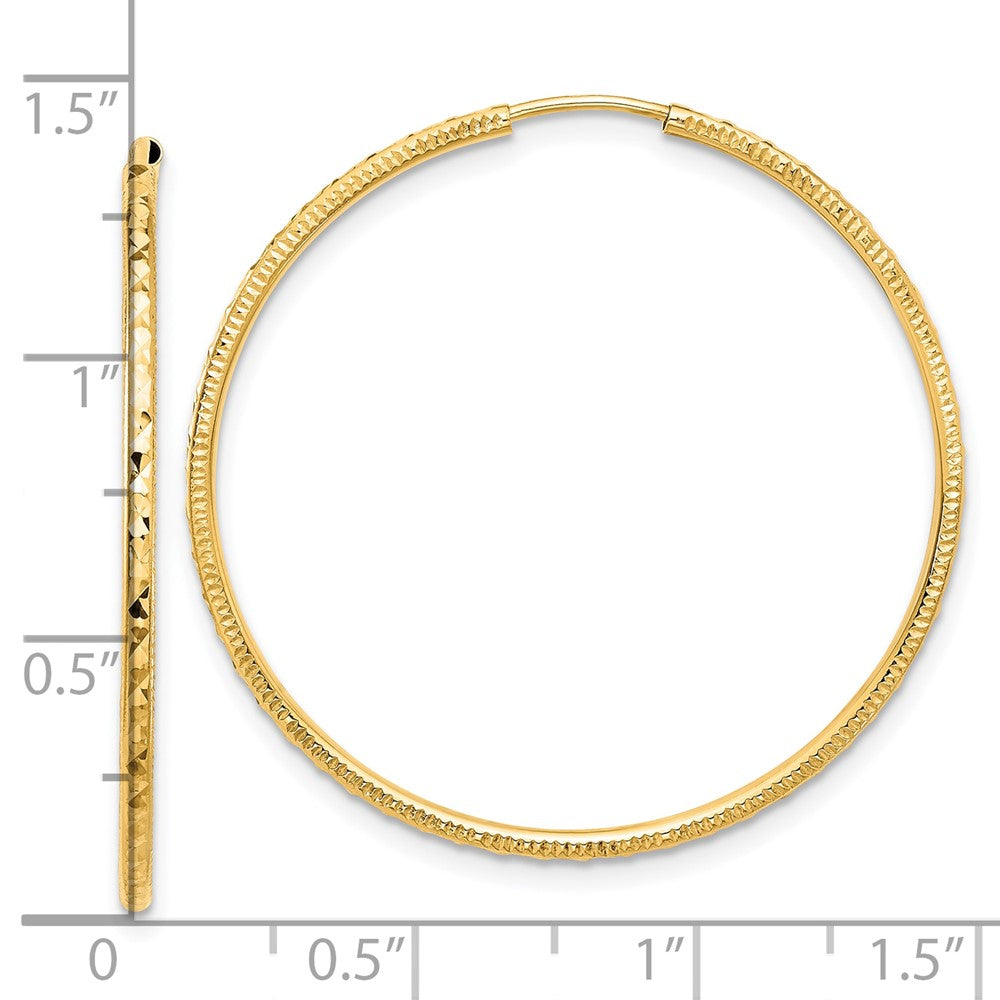 14k 1.5x35mm Diamond-cut Endless Tube Hoop Earrings