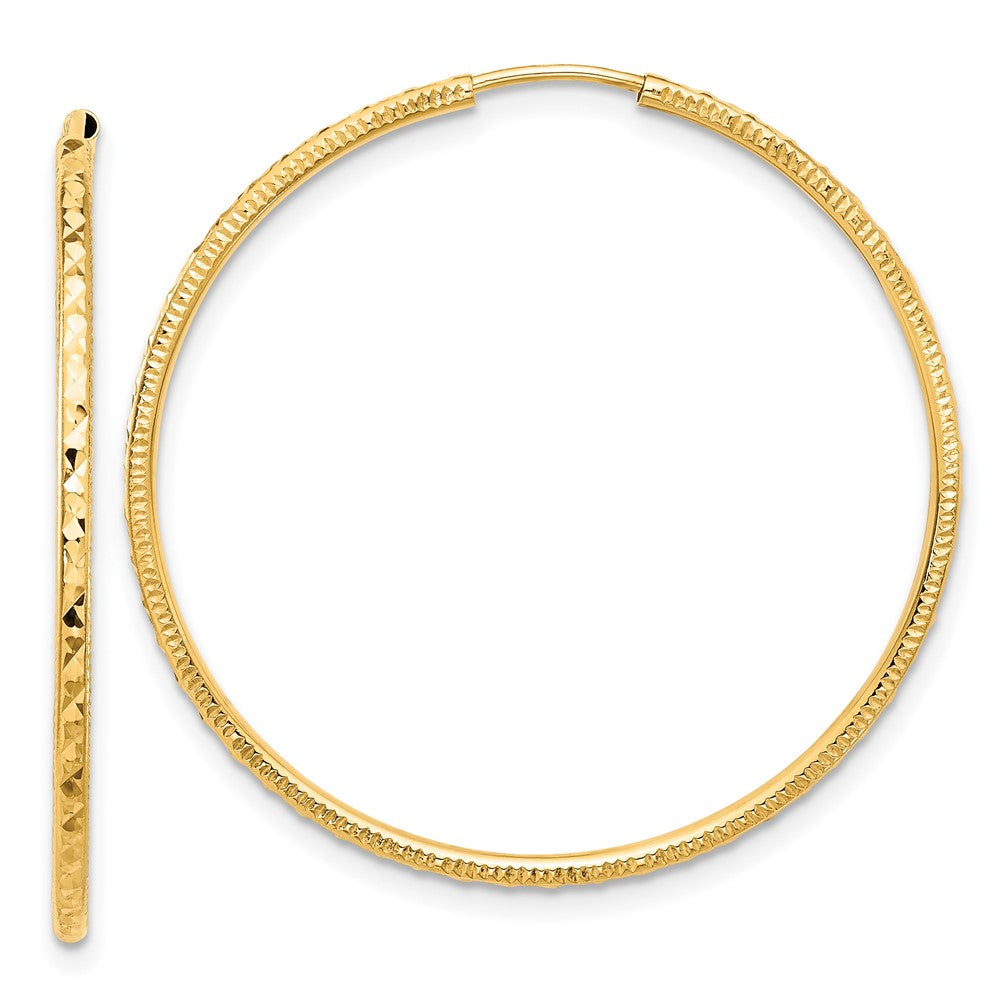 14k 1.5x35mm Diamond-cut Endless Tube Hoop Earrings