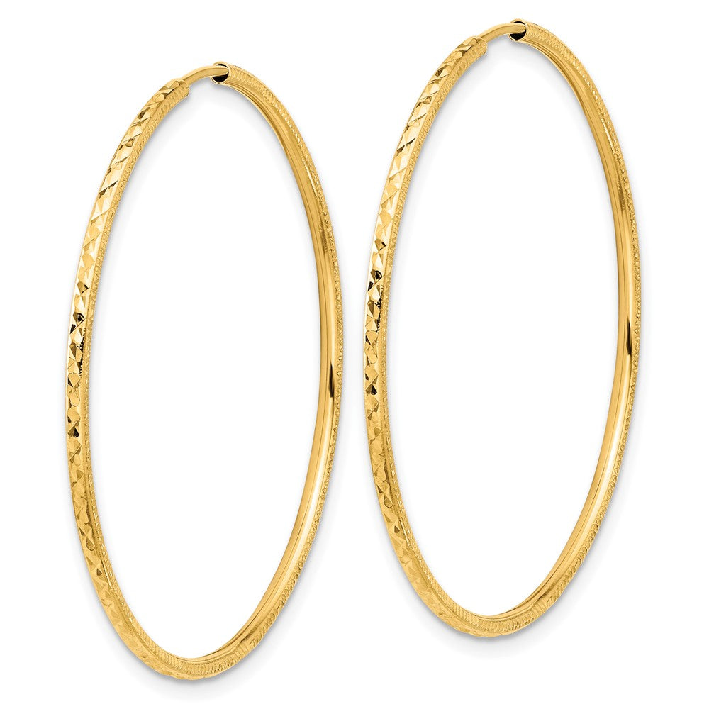 14k 1.5x40mm Diamond-cut Endless Tube Hoop Earrings