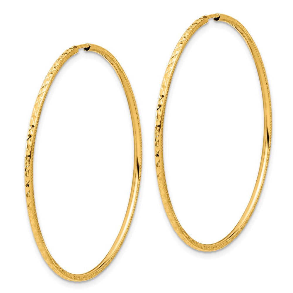14k 1.5x45mm Diamond-cut Endless Tube Hoop Earrings