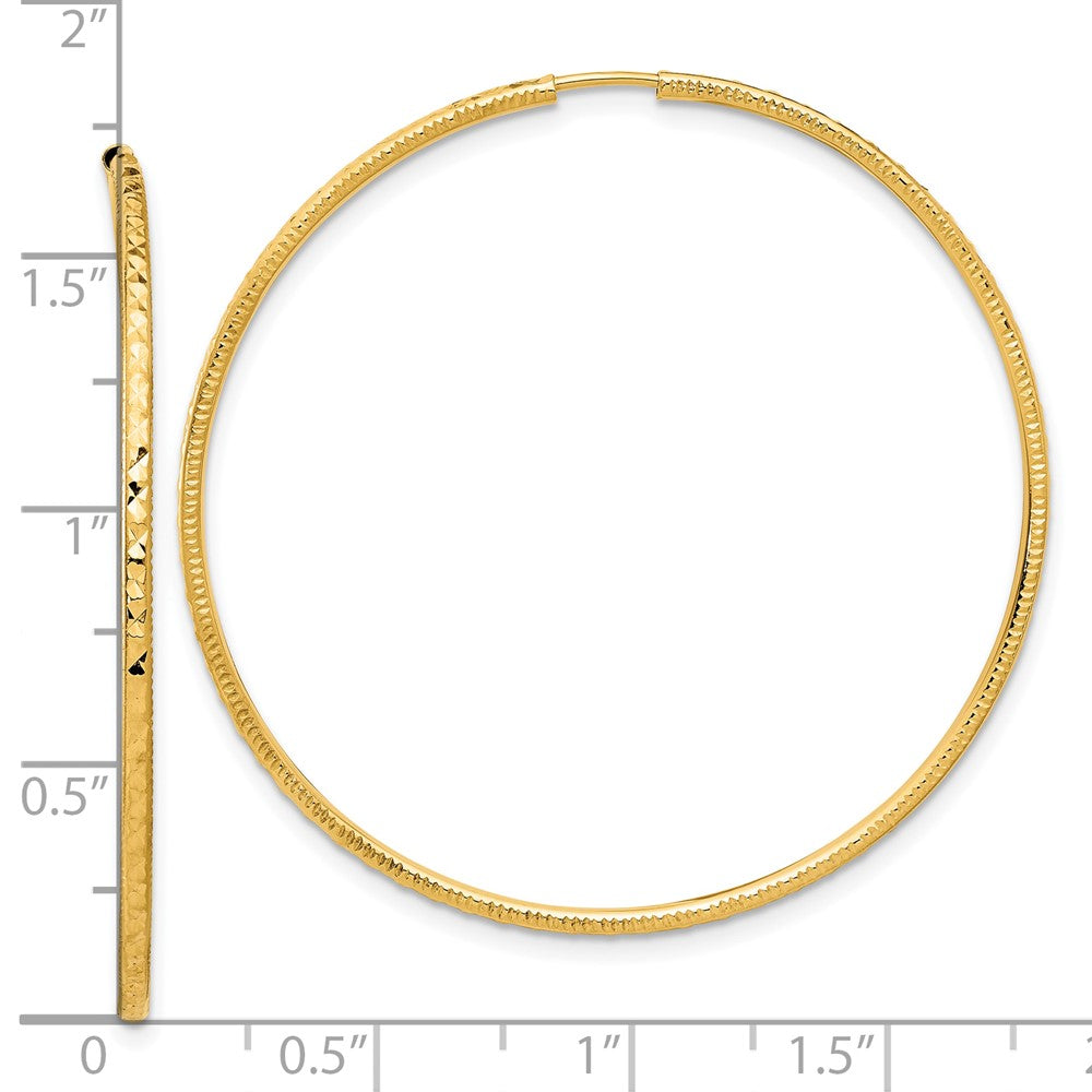 14k 1.5x45mm Diamond-cut Endless Tube Hoop Earrings