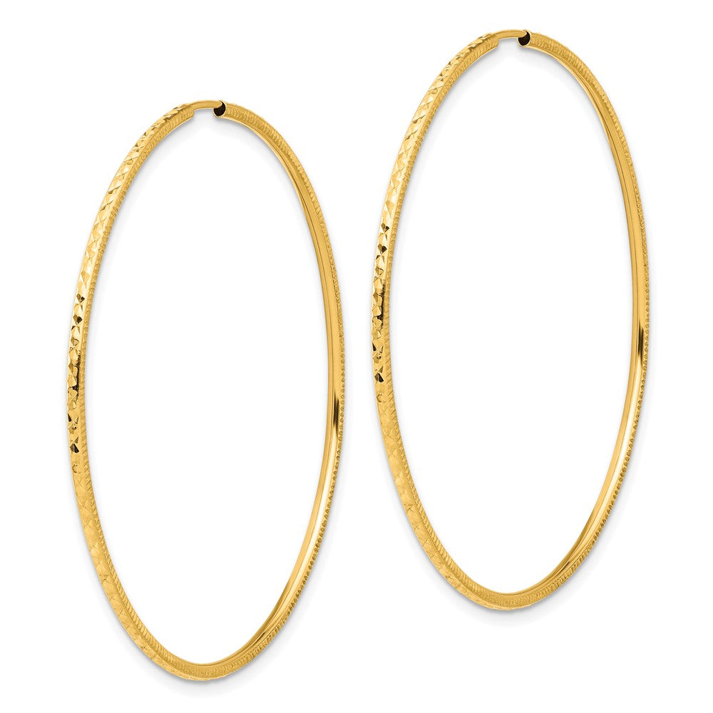 14k 1.5x50mm Diamond-cut Endless Tube Hoop Earrings