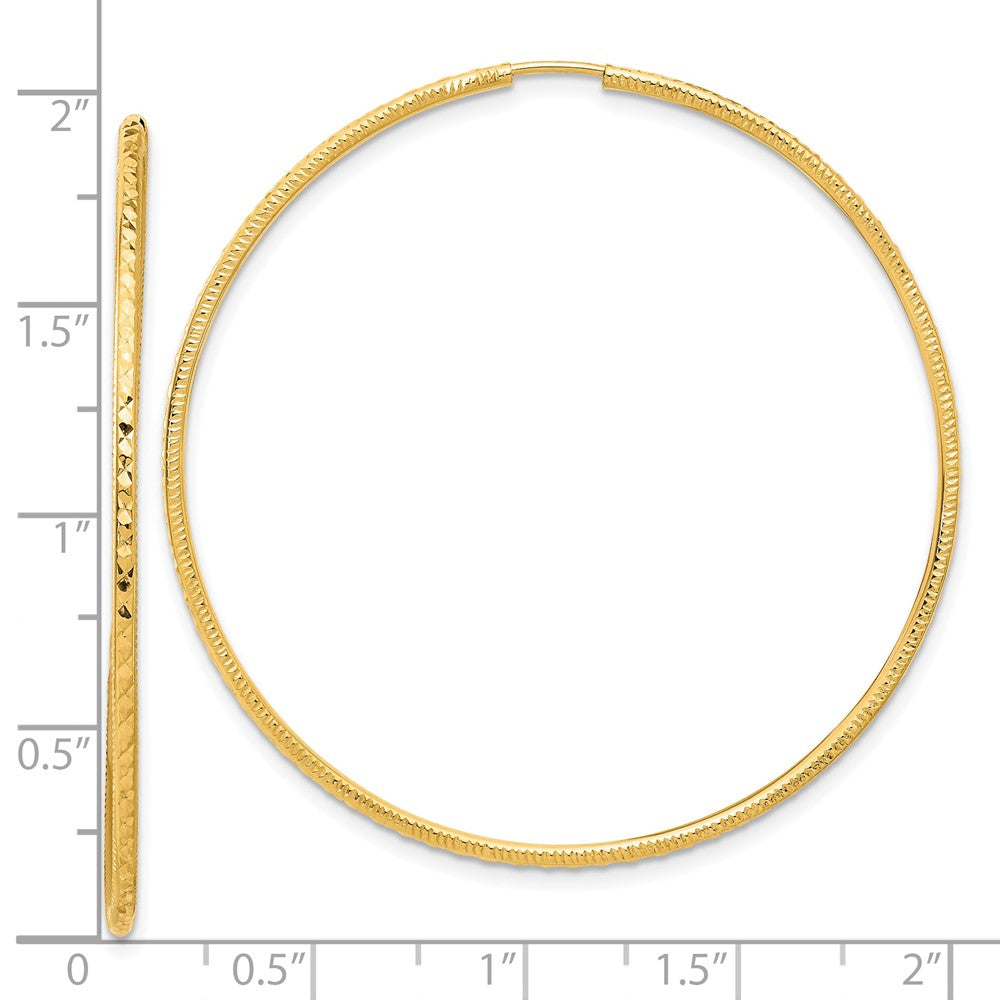 14k 1.5x50mm Diamond-cut Endless Tube Hoop Earrings