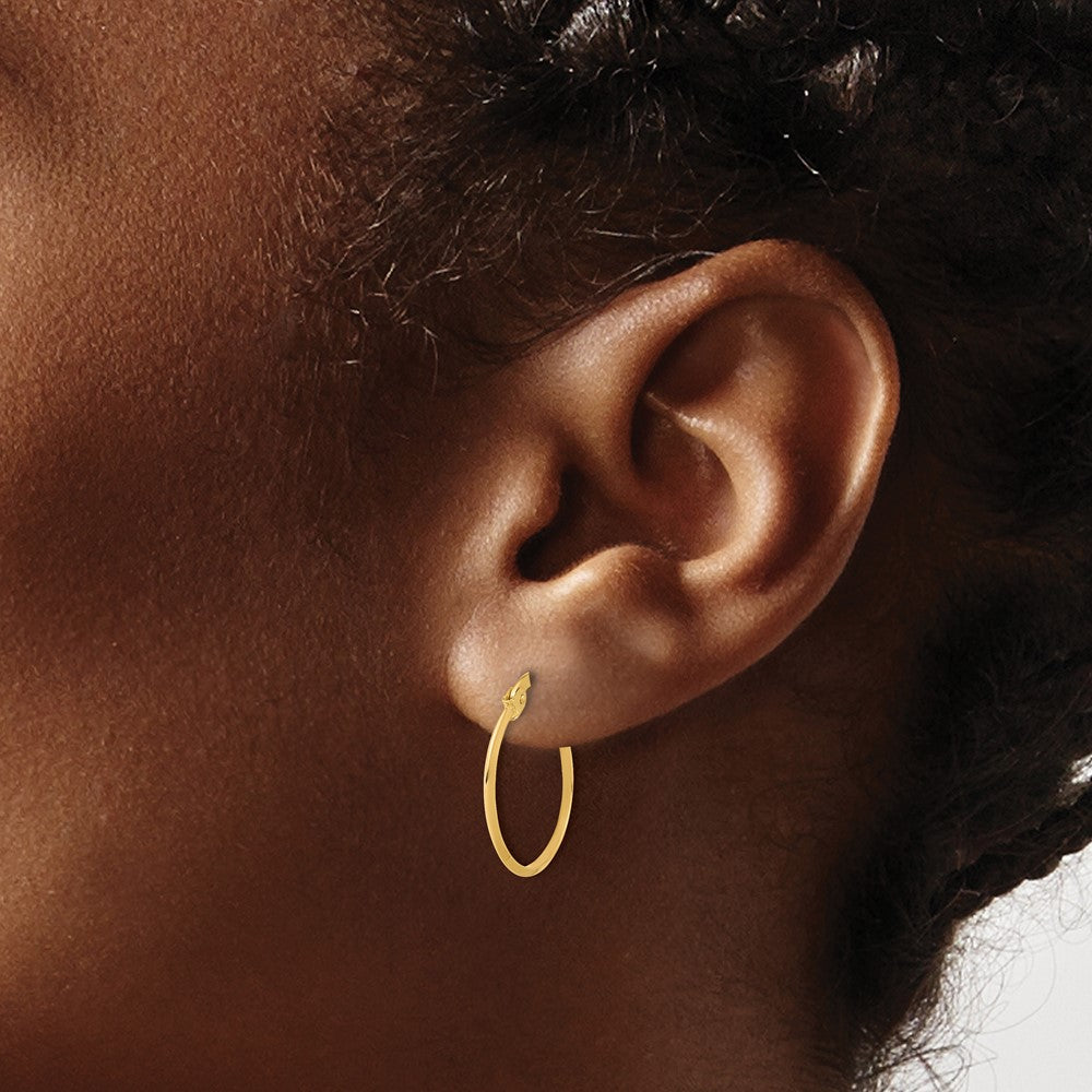 14K 1.1x18mm Polished Knife-Edge Tube Hoop Earrings