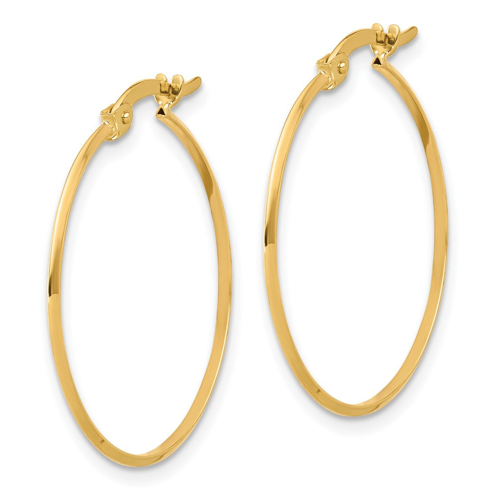 14K 1.1x26mm Polished Knife-Edge Tube Hoop Earrings