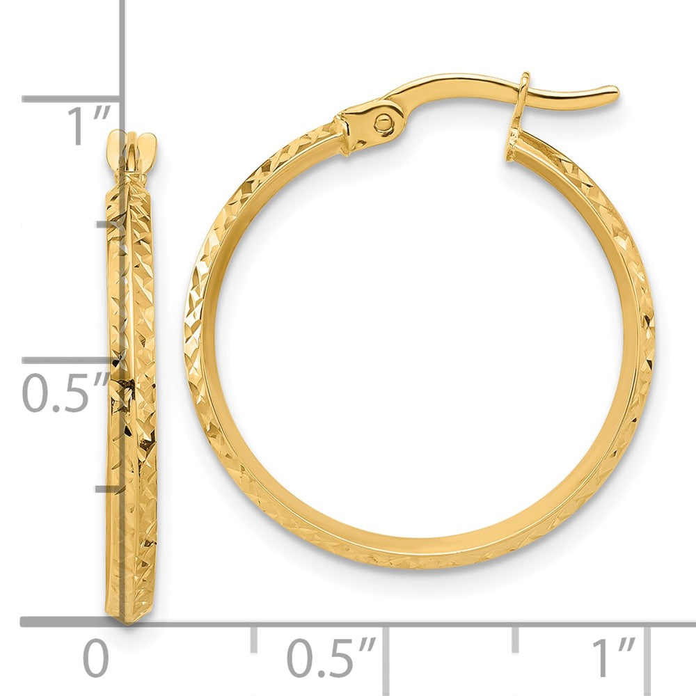 14K 2.25x25mm Polished Diamond-cut Knife-Edge Tube Hoop Earrings