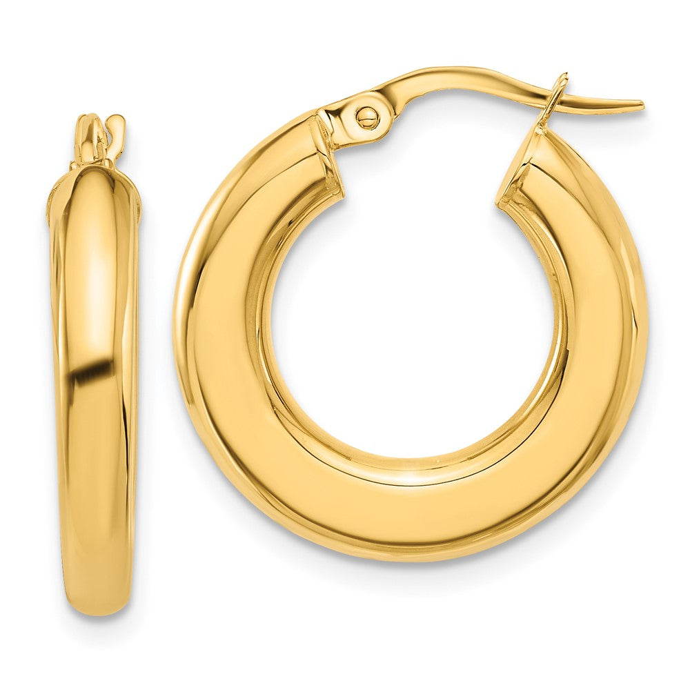 14K 3x23mm Polished Tube Hoop Earrings
