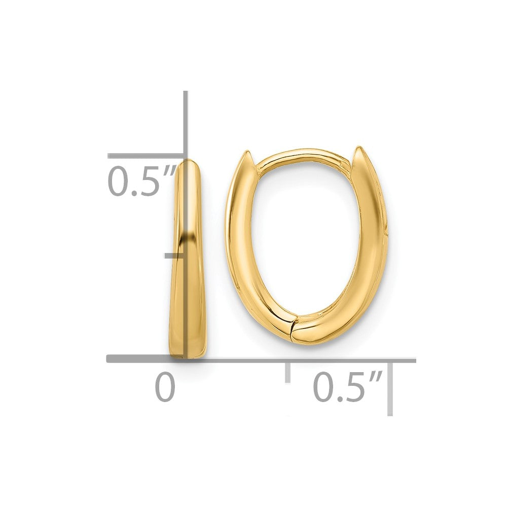 14K Polished Oval Hinged Hoop Earrings