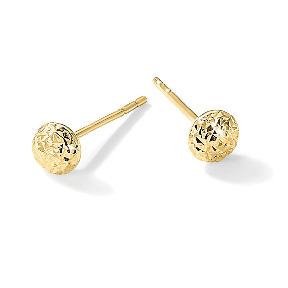 14K Polished and Diamond-cut 4.5mm Button Post Earrings