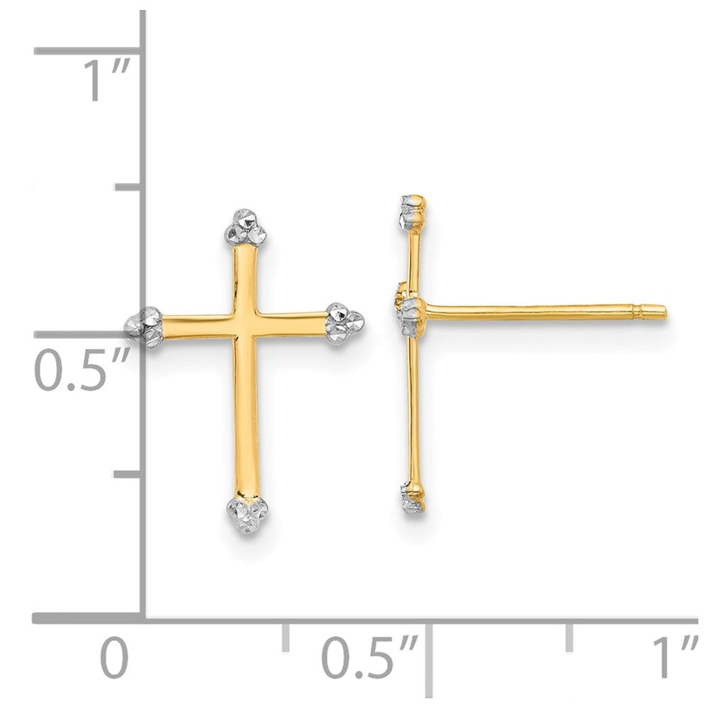 14k and White Rhodium D/C Cross Post Earrings