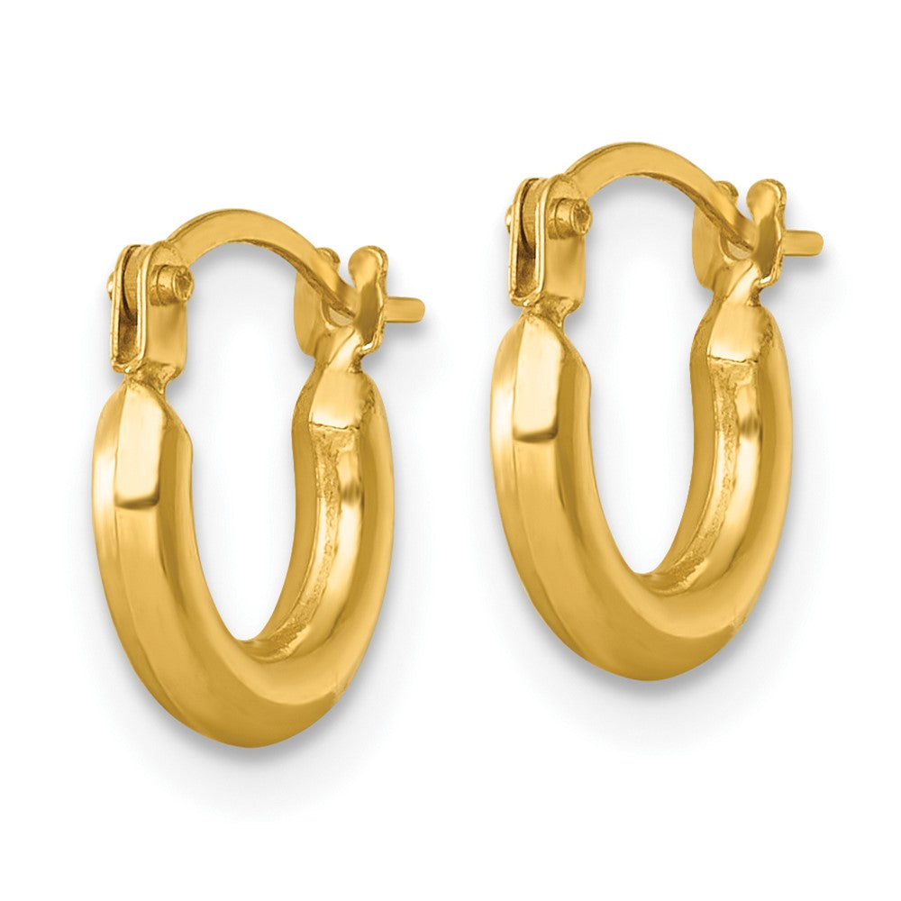 14k 2.00 x 10.00mm Polished Round Tube Hoop Earrings