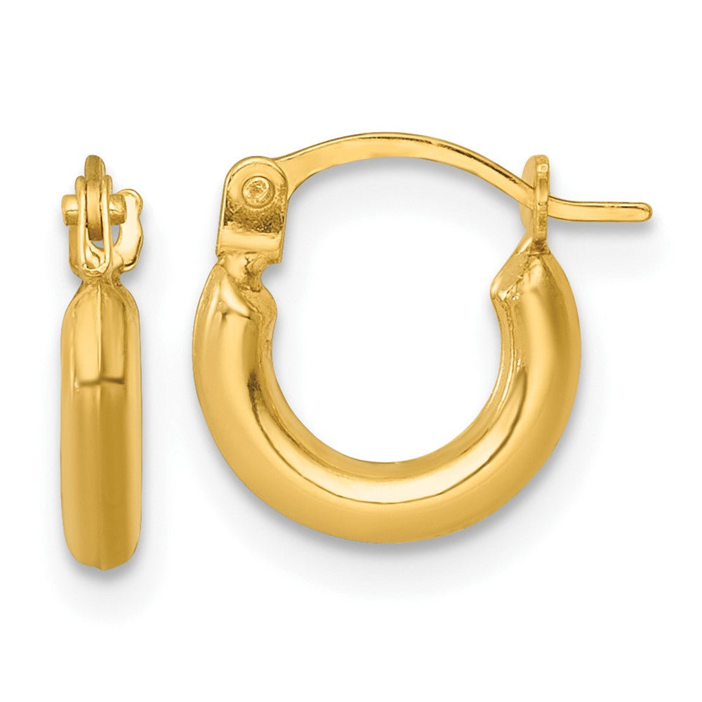 14k 2.00 x 10.00mm Polished Round Tube Hoop Earrings