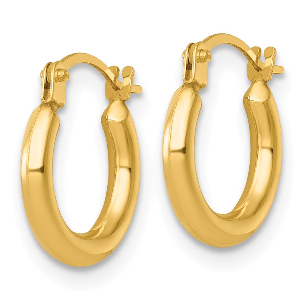 14k 2.00 x 12.00mm Polished Round Tube Hoop Earrings