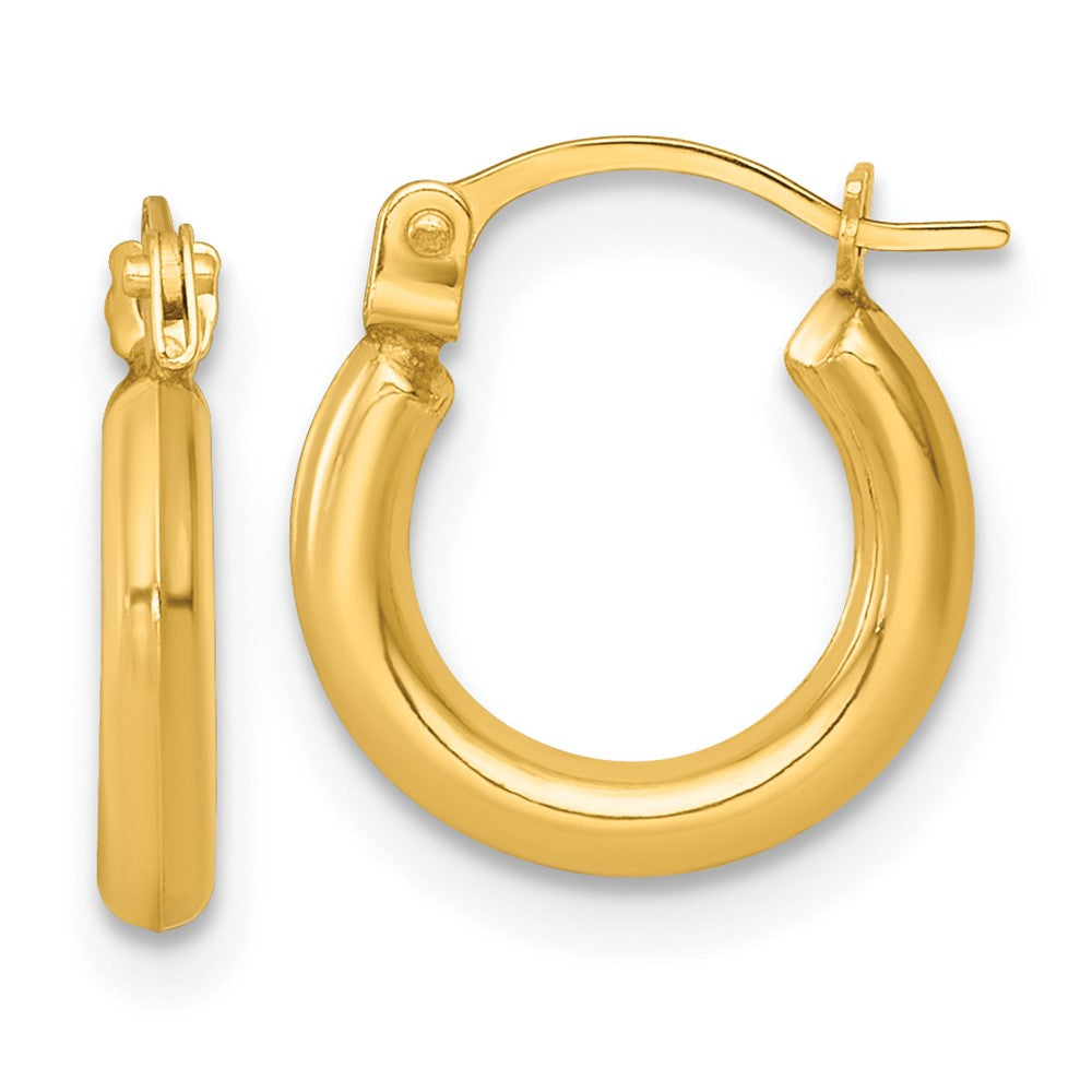 14k 2.00 x 12.00mm Polished Round Tube Hoop Earrings