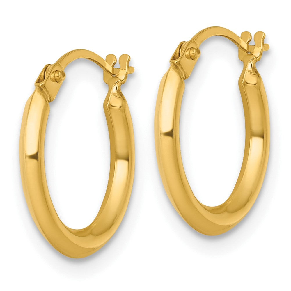 14k 2.00 x 14.00mm Polished Round Tube Hoop Earrings
