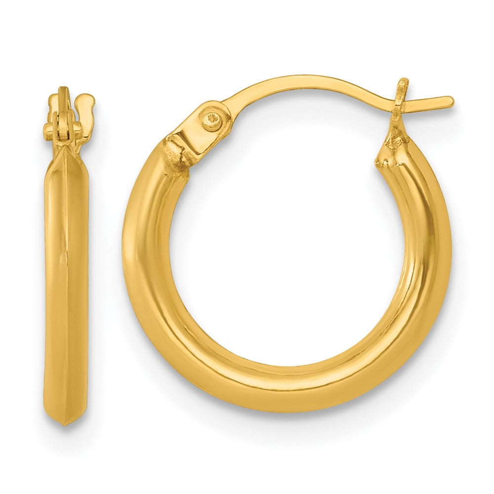 14k 2.00 x 14.00mm Polished Round Tube Hoop Earrings