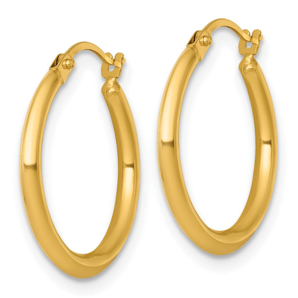14k 2.00 x 18.00mm Polished Round Tube Hoop Earrings