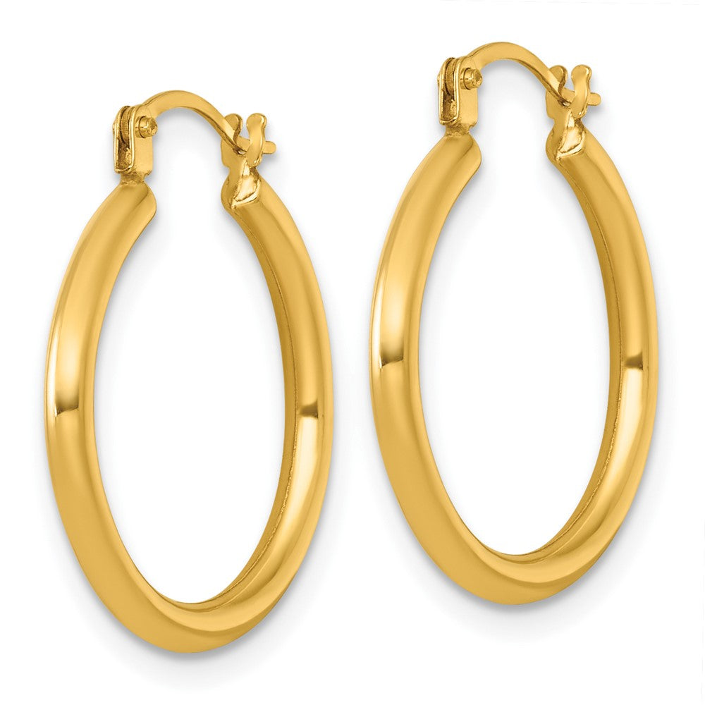 14k 2.00 x 20.00mm Polished Round Tube Hoop Earrings